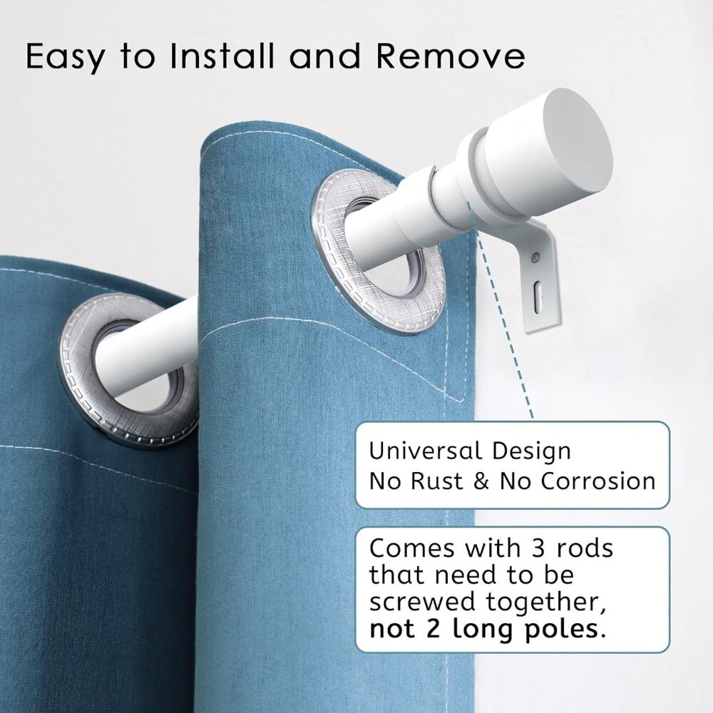 Pair of curtain rods - white, 1" x 16-48"